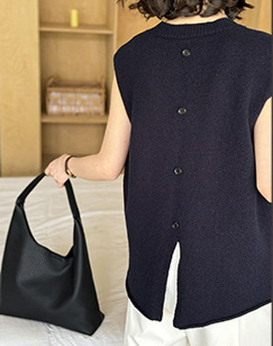 Juzhi Spring Women's Back Slit Suit Vest - Simple, Elegant, Layered Top (1588)