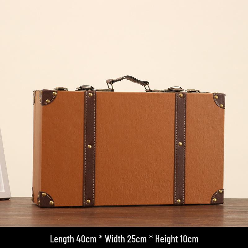 Vintage American Retro Leather-Wooden Suitcase Display and Photography Prop