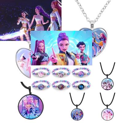 Kpop Dämon Charakter Halskette Hunter Huntrix Cartoon Anhänger Halskette für Fans Geschenke Saja Band Fan Armband Geschenke
