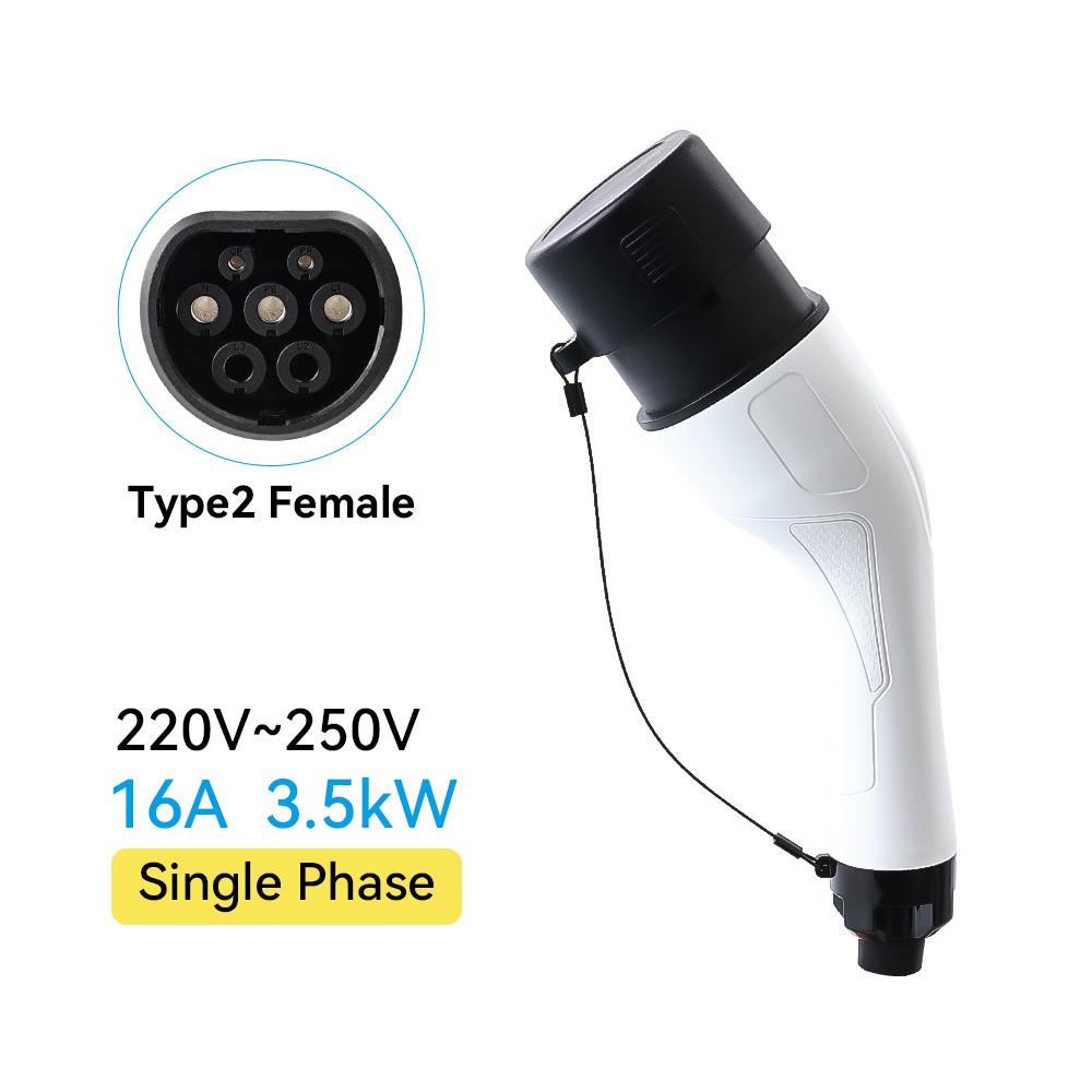 Type 2 EVSE Female EV Charger Plug IEC 62196 Convertor 16A 32A 1Phase for Electric Car Vehicle Charging Station