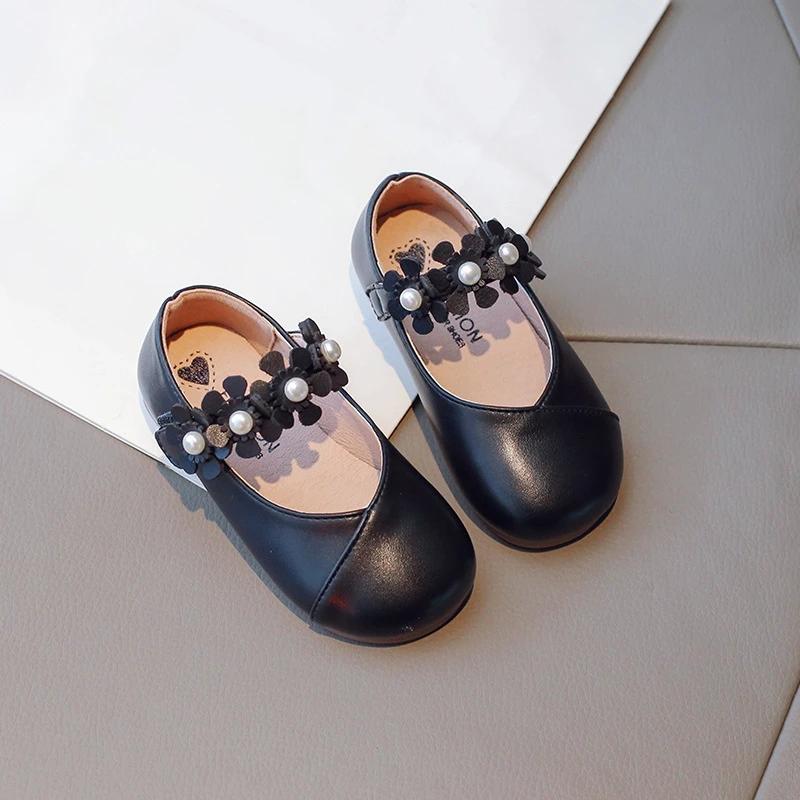 Princess Funny Girls Leather Shoes Flat with Appliques Kids mary jane Dress Shoes Soft New Autumn Sweet Floral Shoes Girl H05221