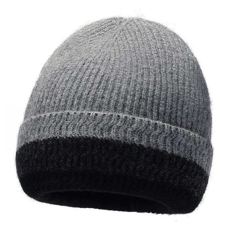 Winter Men Knitted Hat Gradient Color Matching Warm Wool Hat