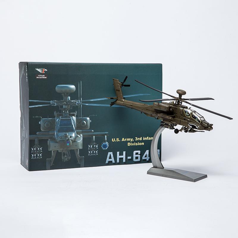 1: 72 Ah-64 Apache Aircraft Model Foam Model Simulation Bomber Alloy Helicopter Model Refined Military Model Decoration Gift