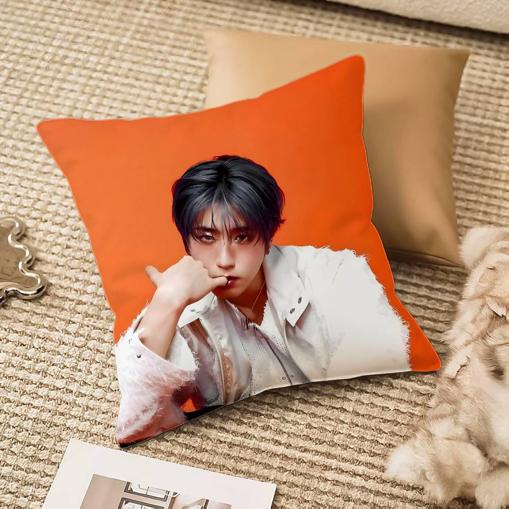 

New H-Han J-Jisung Boy Korean Male Pillow Case Anti-dustmite Invisible Zipper Sofa Bed 12x12Inch