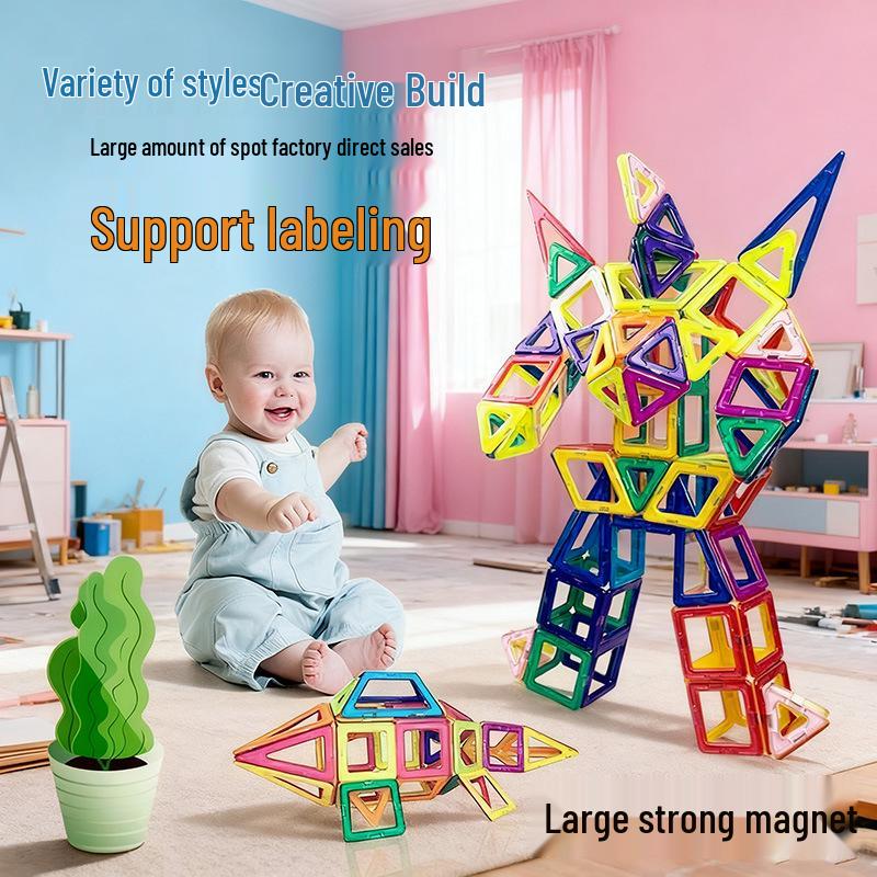 Large Educational Magnetic Tiles - Children's Development Toy for Creative Building and Thinking