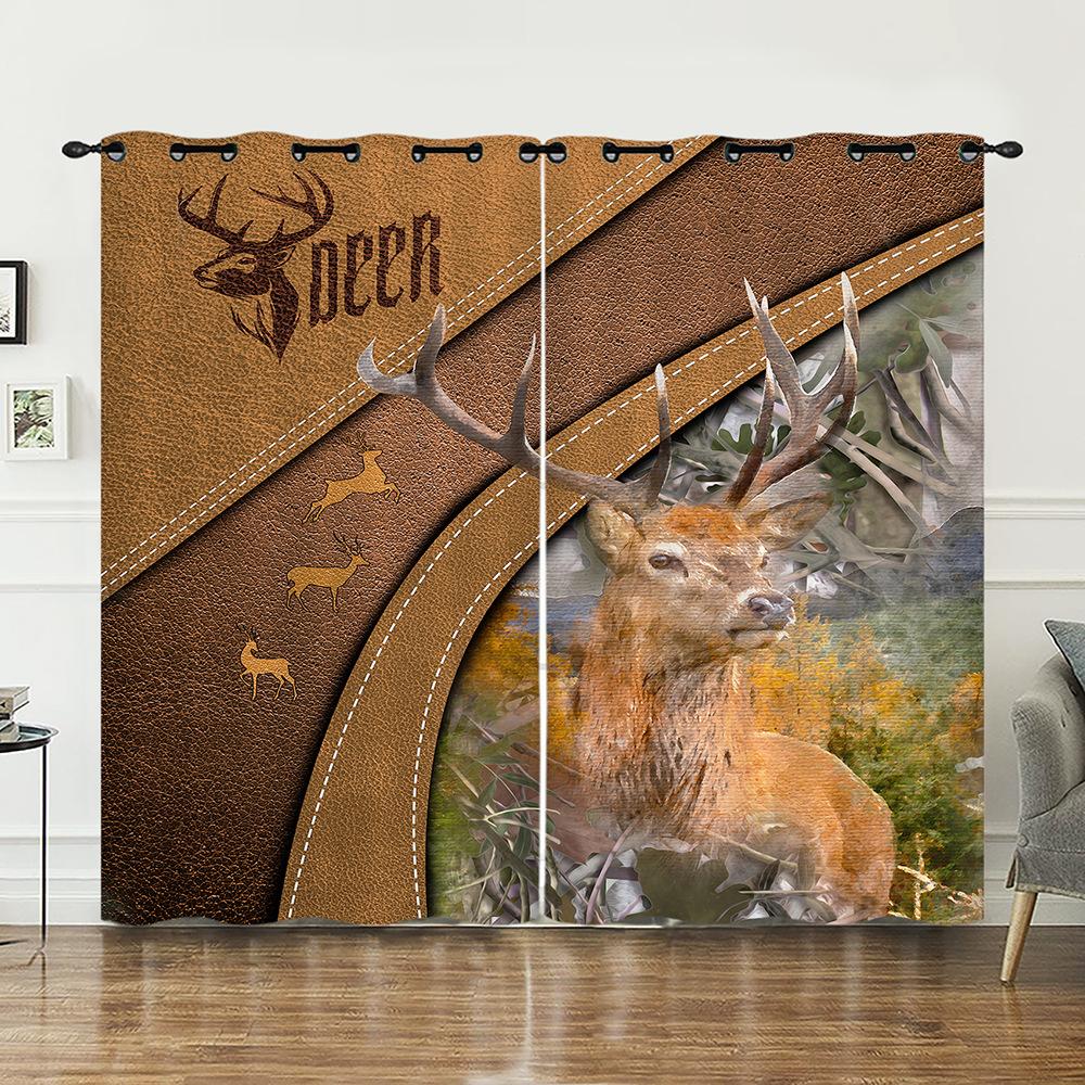 Curtains Animal Deer Curtains Bedroom Living Room Blackout Curtain Perforated