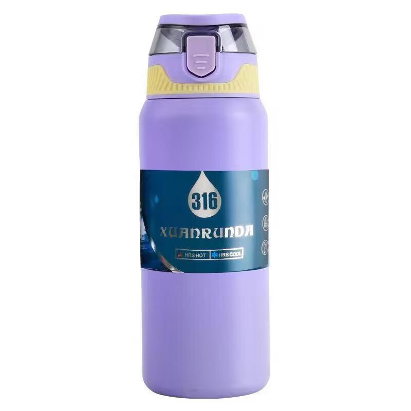 316 Stainless Steel Insulated Water Bottle Bounce Lid Sport Thermos Leak Proof Vacuum Flask Keep Hot Cold for Outdoor Gym Hiking