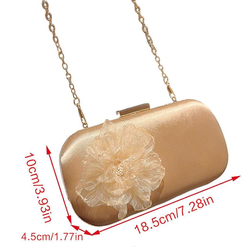 Stylish Flower Handbag for Women Shoulder Bag Evening Clutch Perfect for Parties and Weddings  Gold