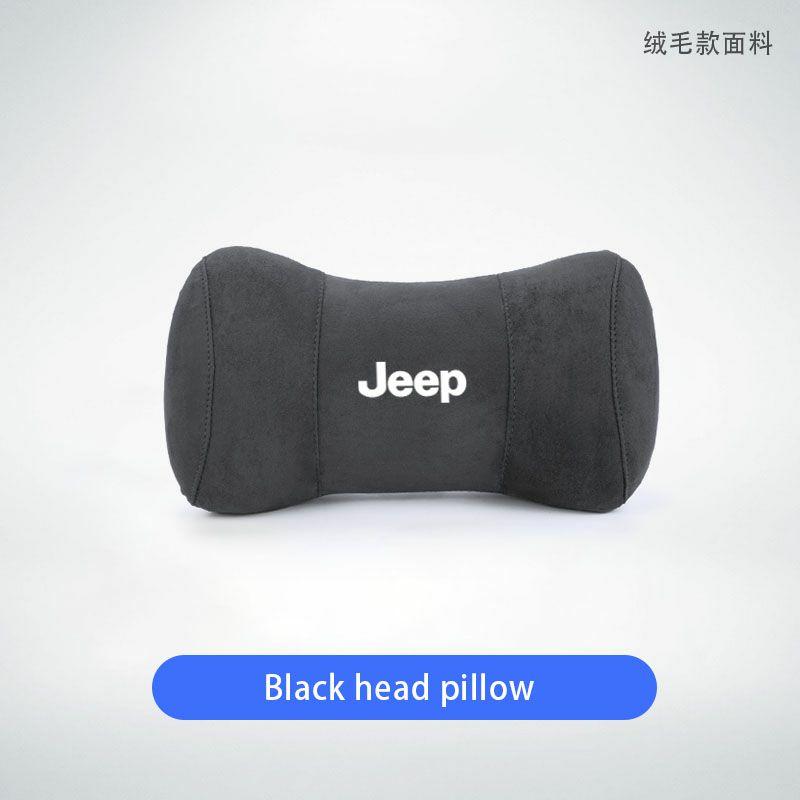 Cup Holders Car Seat Suede Memory Cotton Neck Pillow Headrest For Jeep Grand Cherokee Wrangler JK Gladiator Compass Renegade Wag