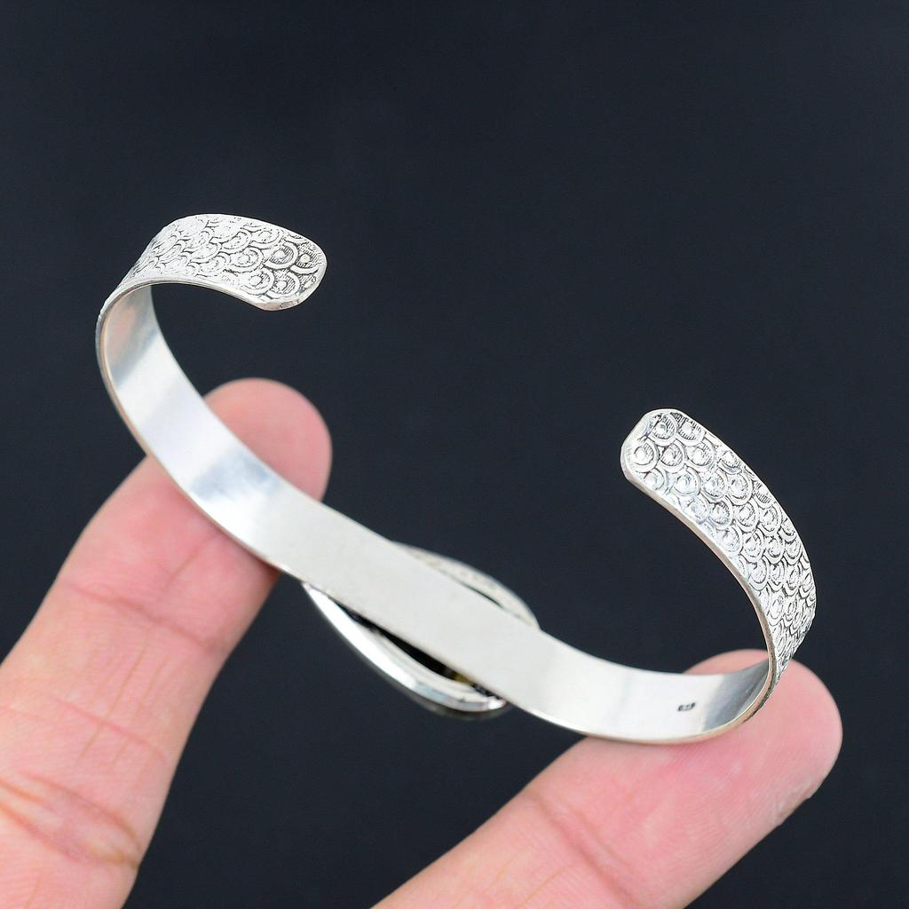 Sisters Day Deal 925 Sterling Silver Septarian Gemstone Art Deco Birthday Bangle