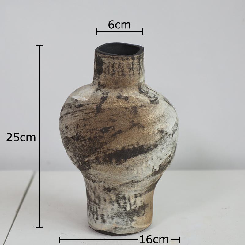 Wabi Sabi Style Retro Ceramic Vase Creative Plant Pot Table Decoration Flower Arrangement Floral Vases Room Aesthetic Decor