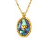 Stainless Steel Oval Abalone Shell Heart Shape 18K Gold Pendant Necklace Ladies, Jewelry 2336
