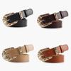 Minimalist Pu Alloy Buckle Belt For Women With Irregular Texture For Casual And Office Wear