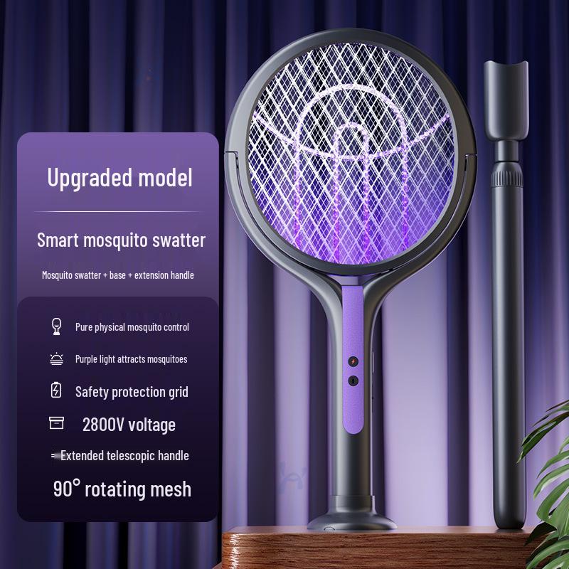 USB Rechargeable 3-in-1 Foldable Electric Mosquito Swatter with Automatic Fly Lure and Retractable Design