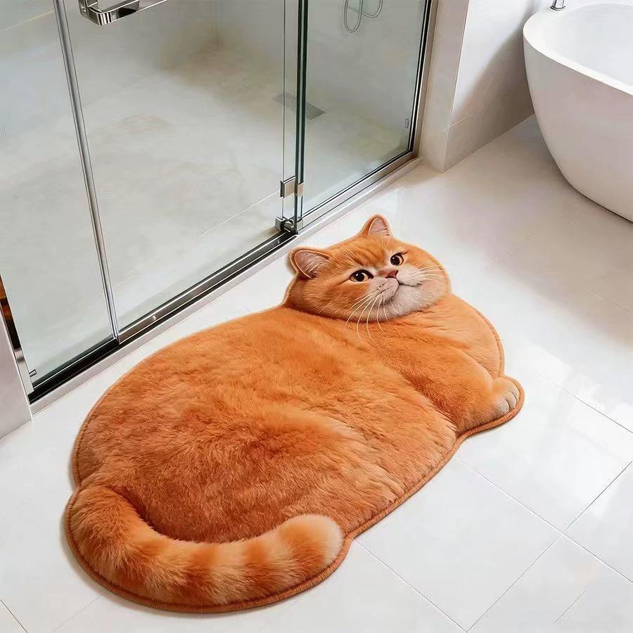 Decorazione Carina per Camera da Letto Gatto Tappeto Zerbino per Porta Tappeti con Stampa Animale per Soggiorno Spesso Lavabile Tappeto da Comodino