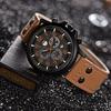 Fashion Men's Sports Watches Casual Leather Strap Quartz Watch Male Military Calendar Wristwatch