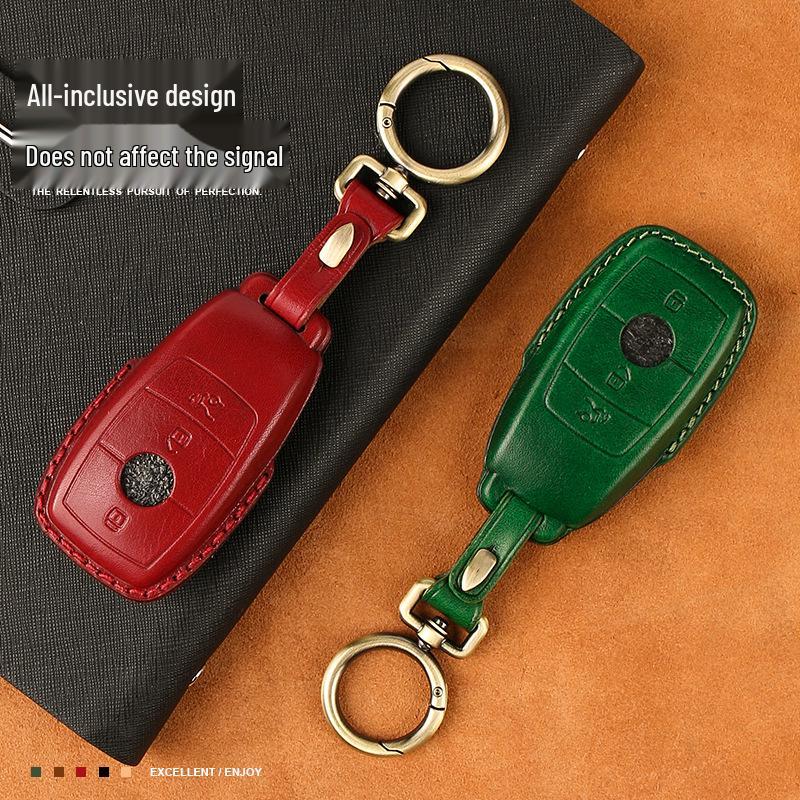 Genuine Leather Handmade Smart Car Key Case for Mercedes - Full Cover