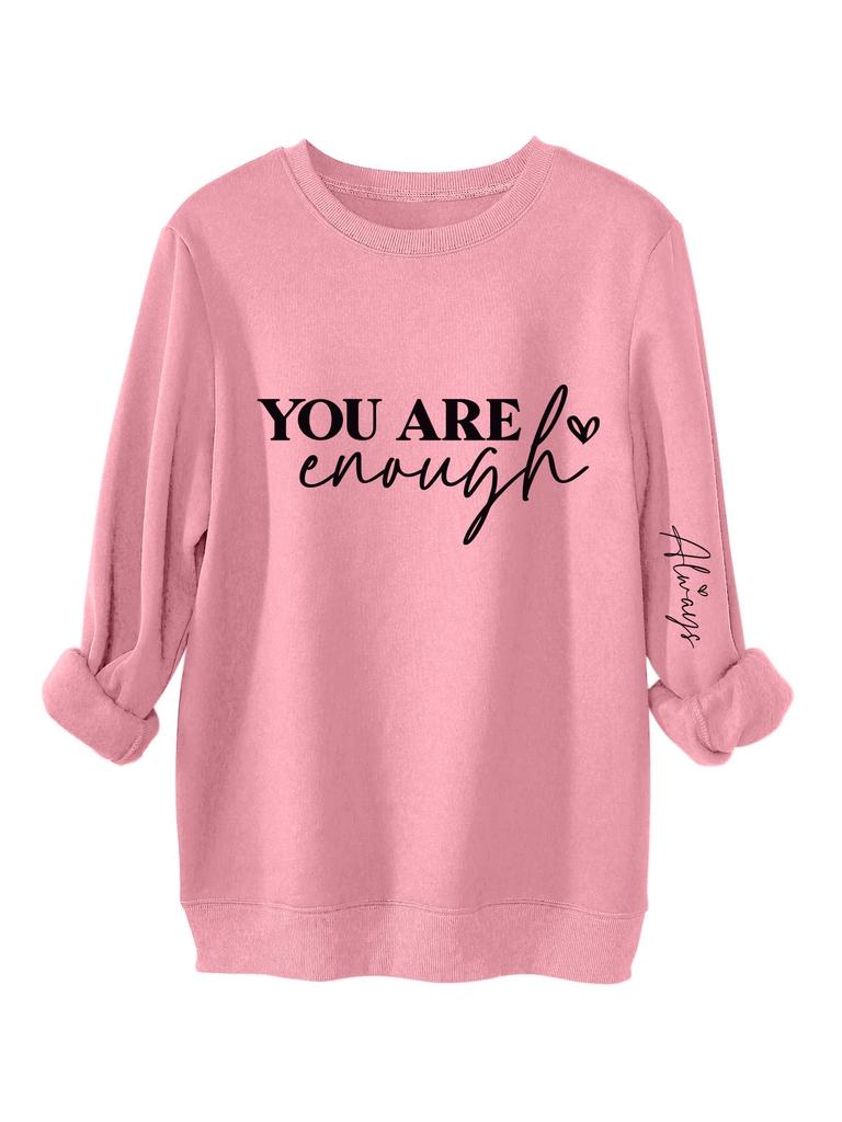 Women's Thickened Plush Hoodie 'You Are Always Enough' Print