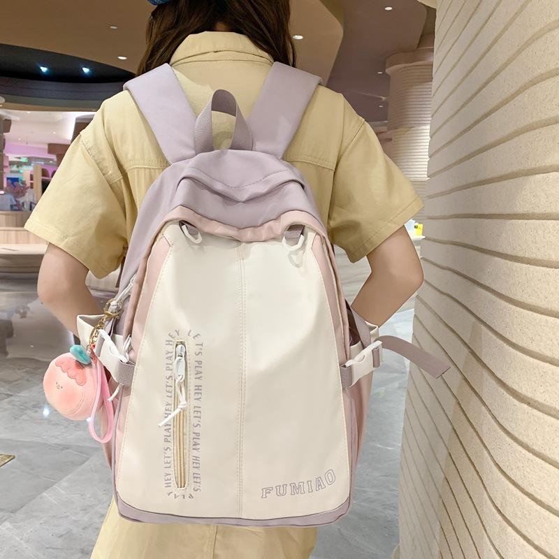 Mori girl heart junior high school student schoolbag female new Korean version ins sweet contrasting color high school student simple backpack