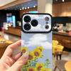 Sunflowers Tulips Floral Printed Vertical Grain Leather Soft Silicone Phone Case Back Cover with Camera Lens Full Protection for iPhone 17
