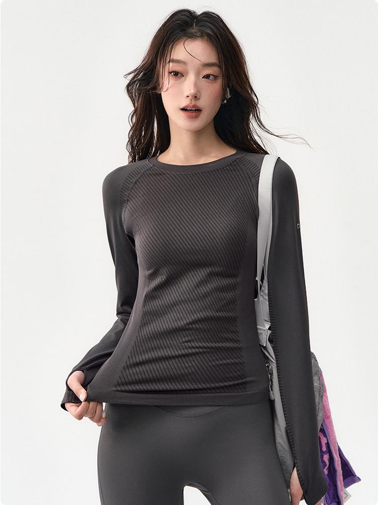 Women's Quick-Dry Long Sleeve Yoga Top for Outdoor Cycling and Running in Autumn/Winter