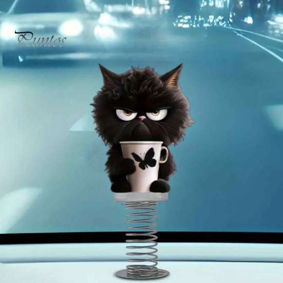 Durable Acrylic Car Ornament Gifts Cute Cat/Dog Dashboard Ornaments, 2D Flat Decorations Spring Swaying Ornaments with Self Adhesive Swing Base