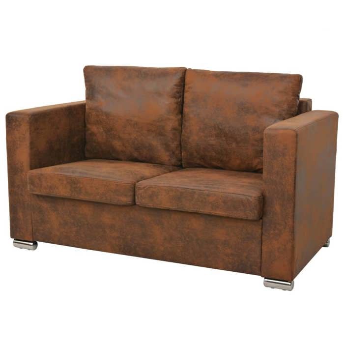 VidaXL Ensemble de canapés 3 pcs Cuir daim synthétique