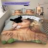 3-teilige Ariana Grande's Green Elegance Bettwäsche-Sets für alle Größen Neue 3D-bedruckte Bettdecke Bettbezug Kissenbezug Schlafzimmerdekoration
