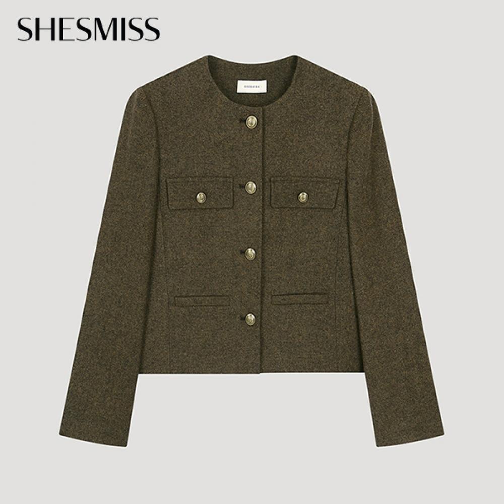

Укороченный жакет Shs Miss Wool с круглым вырезом Swwjko32010 Br Braun/55