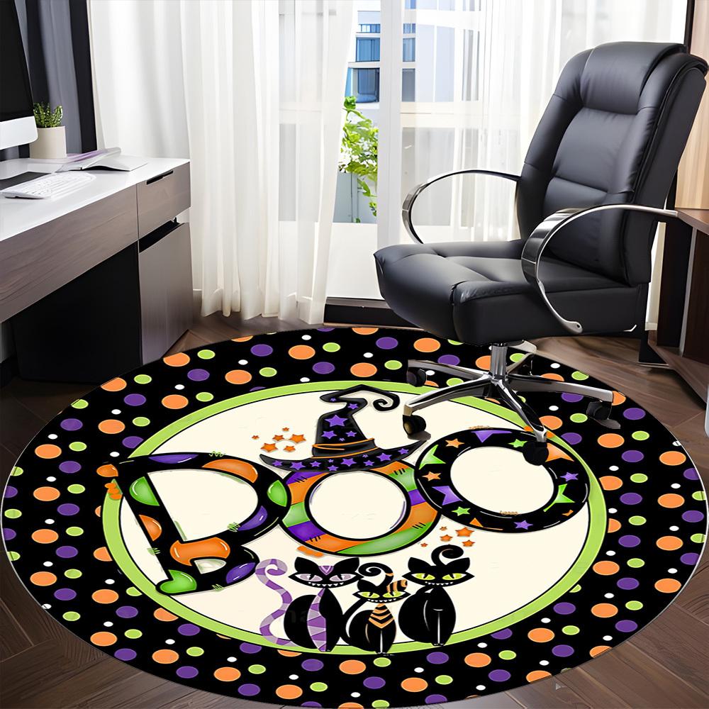 1pc Halloween Cats Office Round Area Rug, Under Office Chairs Bedroom Living Room Home Decor, Room Deco, Available In Various Sizes