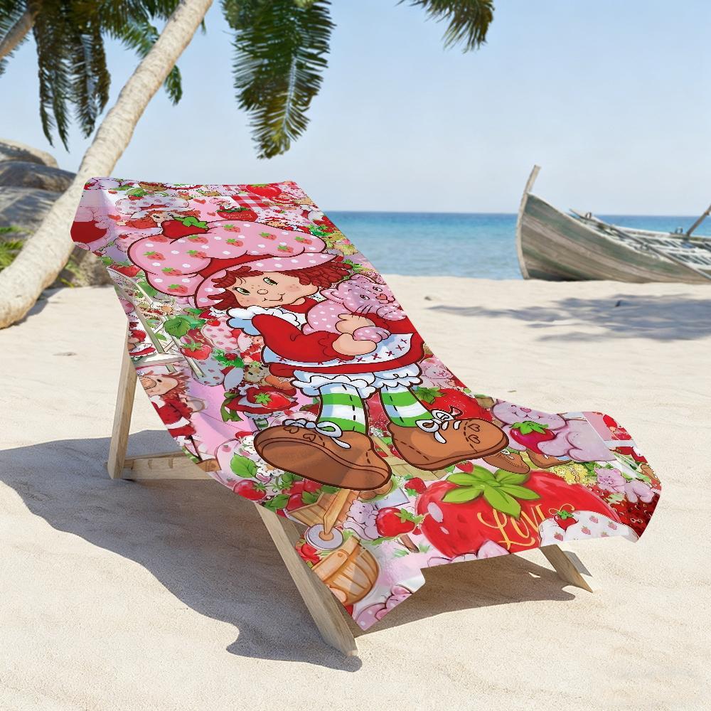 Cartoon Girl Towel Quick Dry Soft Yoga Swimming Fitness Mountain Climbing S-Strawberry Lovely S-Shortcake Large Beach Towels