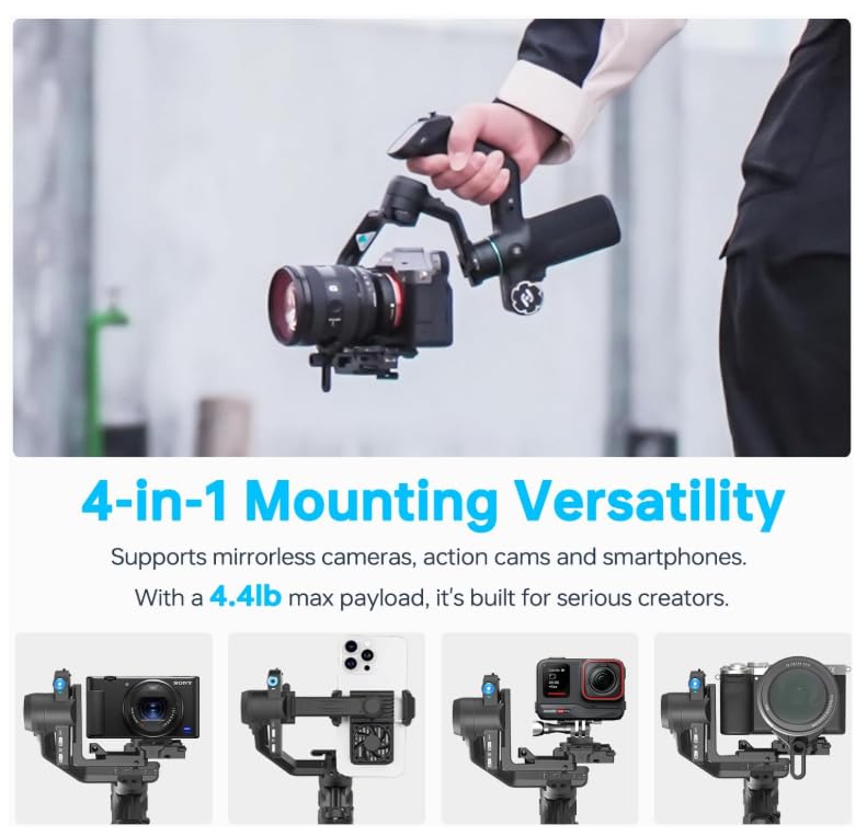 FeiyuTech SCORP Mini 3 Pro Camera Gimbal AI Tracking 4.0 Sensor Detachable Remote Handle OLED Touchscreen 2kg Load Vertical Shooting Stabilizer