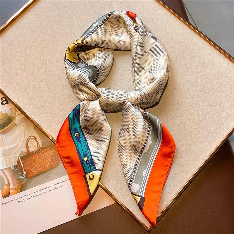 Fashion Luxury  70Cm Silk Square Scarf Women Satin Neck Tie Female Hair Bandana Headkerchief Shawl Wrap Hijab Echarpe