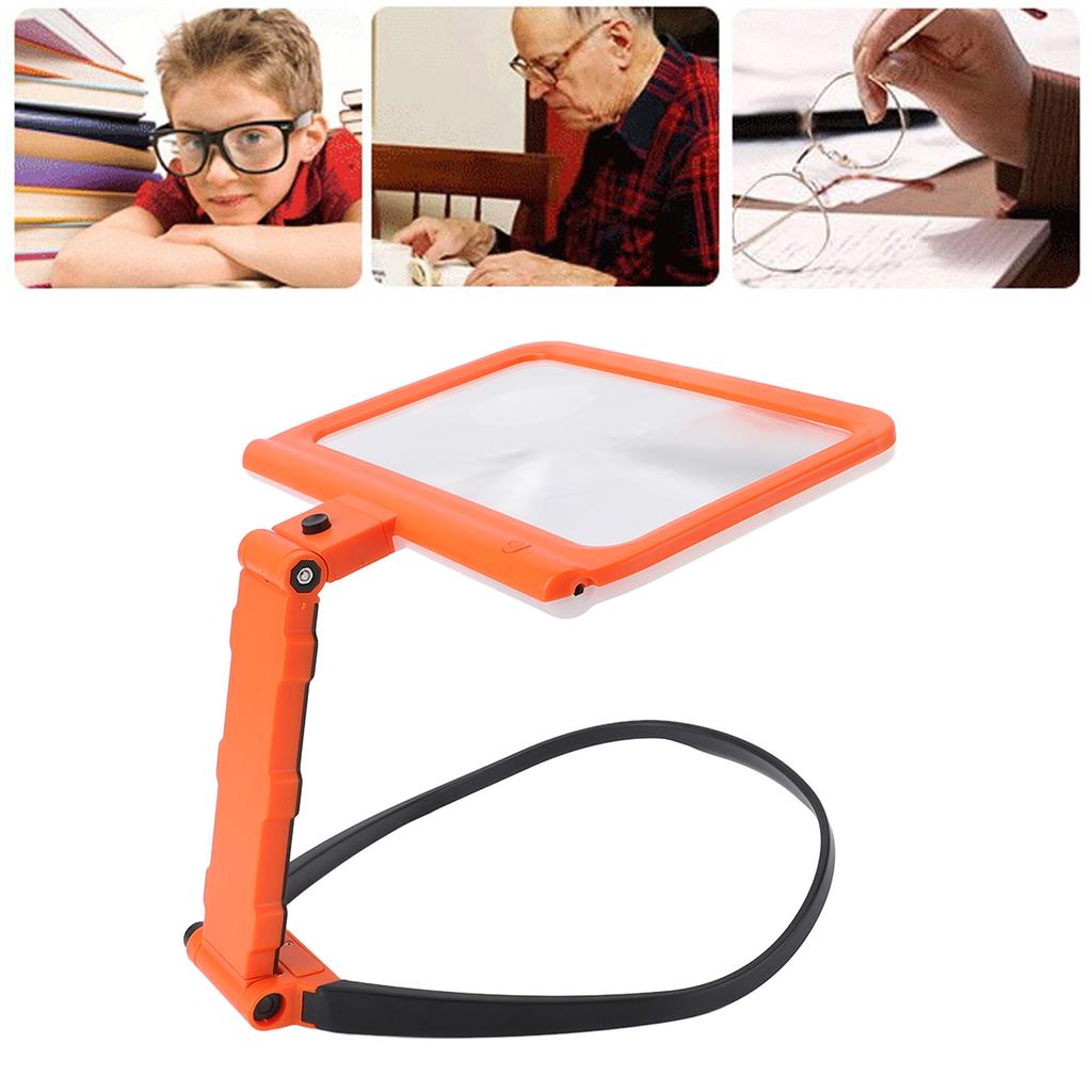 Neck Hanging Magnifying Glass Detachable 5X Magnification Hands Librate Magnifying Glass with 48 LED Chips for Senior