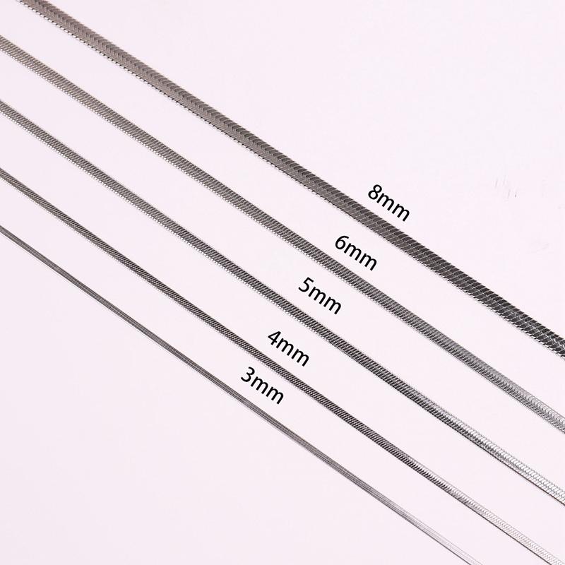 Personality Simple All-Match Hip-Hop Clavicle Chain Light Luxury European American Titanium Steel Non-Fade Flat Snake Bone Chain