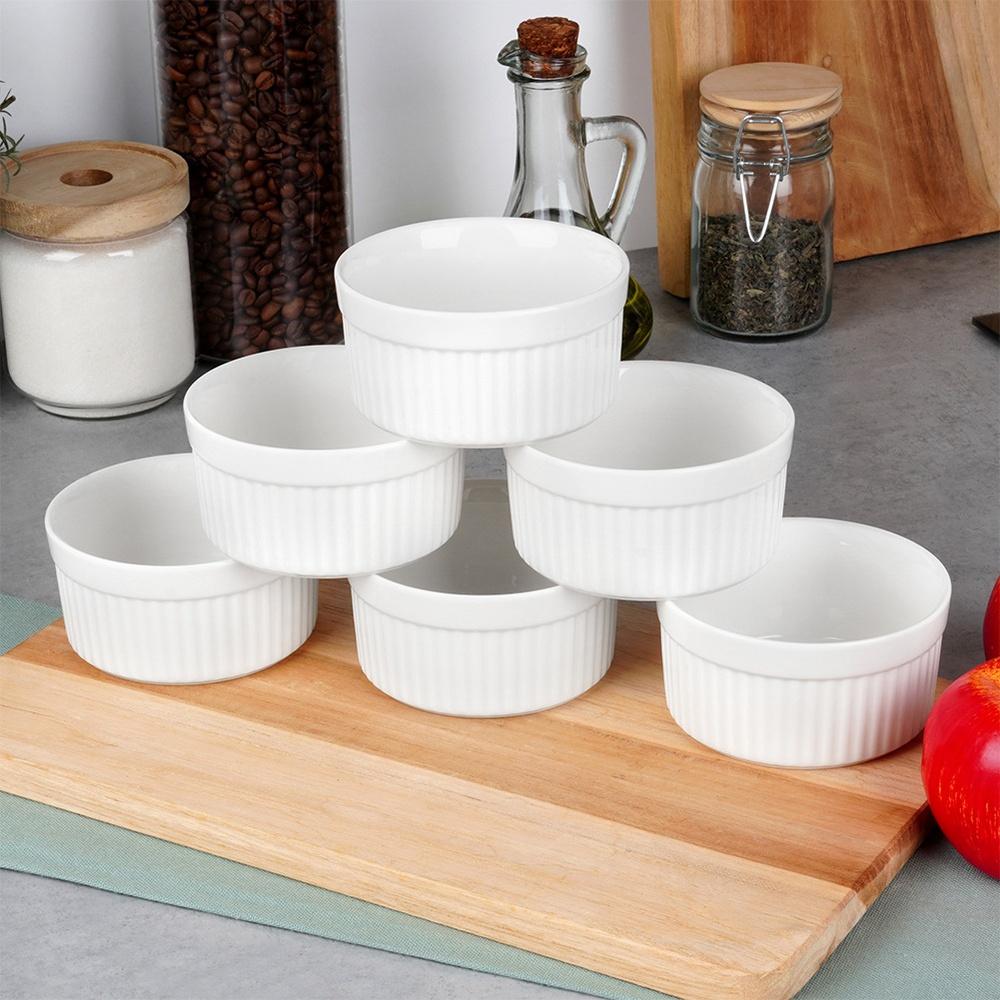 6x Ovenproof Casserole Dish Bowl Ceramic Ramekin 260 ml