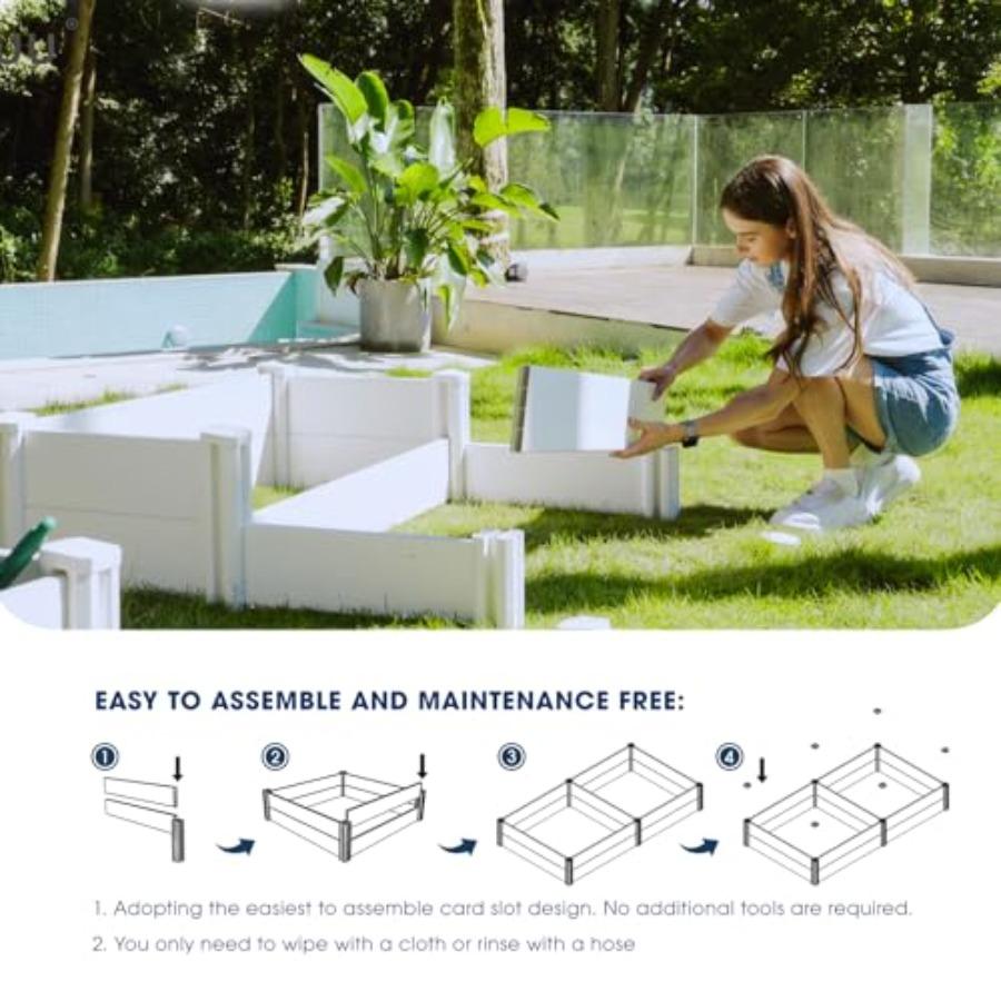 8x4x1ft Vinyl Raised Garden Bed Rust-Proof Outdoor Planter Box for Gardening Durable DIY Above Ground Garden Bed In Brown for F