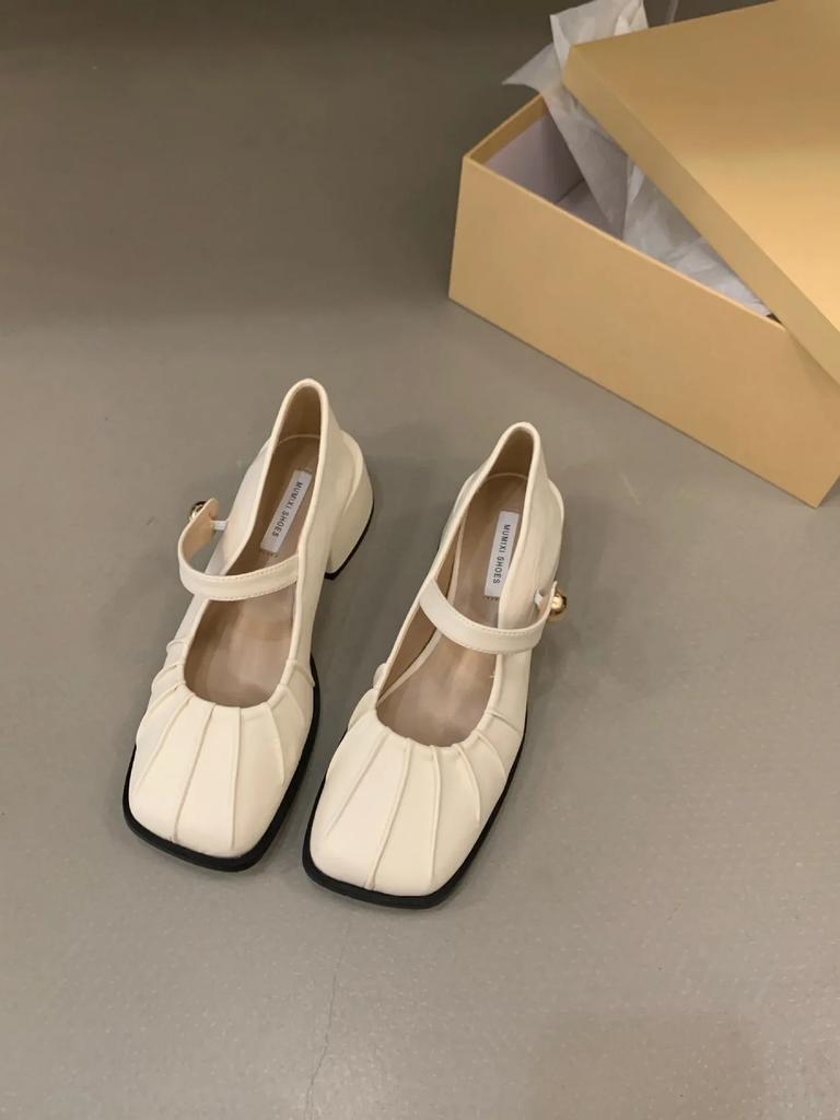Women Casual Mary Jane Fashion Shallow Design Soft Leather Mary Janes Shoes Autumn Dress Square Head Women Lolita Platform Shoes