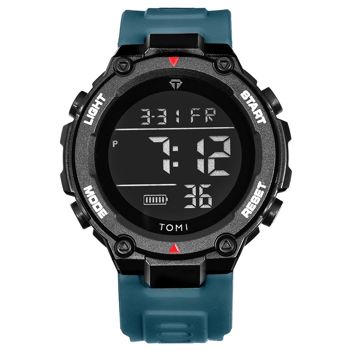 

Tactical Digital Watch Military Green Black 4-Button Sport Modes Shockproof Waterproof Outdoor Hiking світло-синій колір