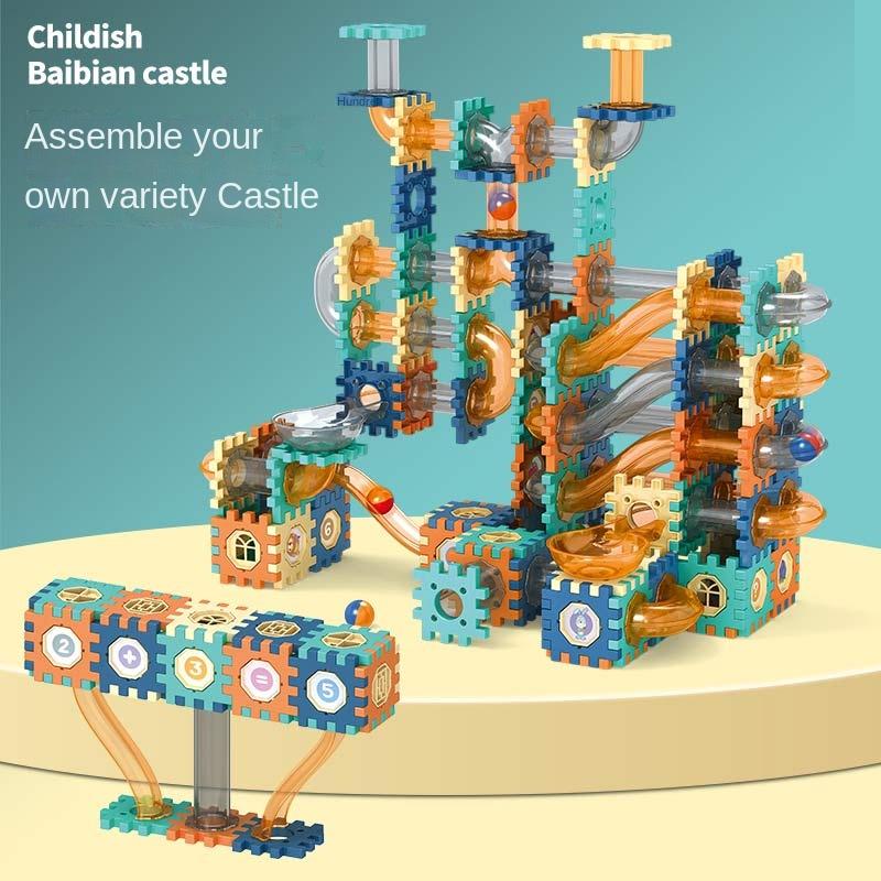 Iq Playground Plastic Slide Marble Run Building Blocks