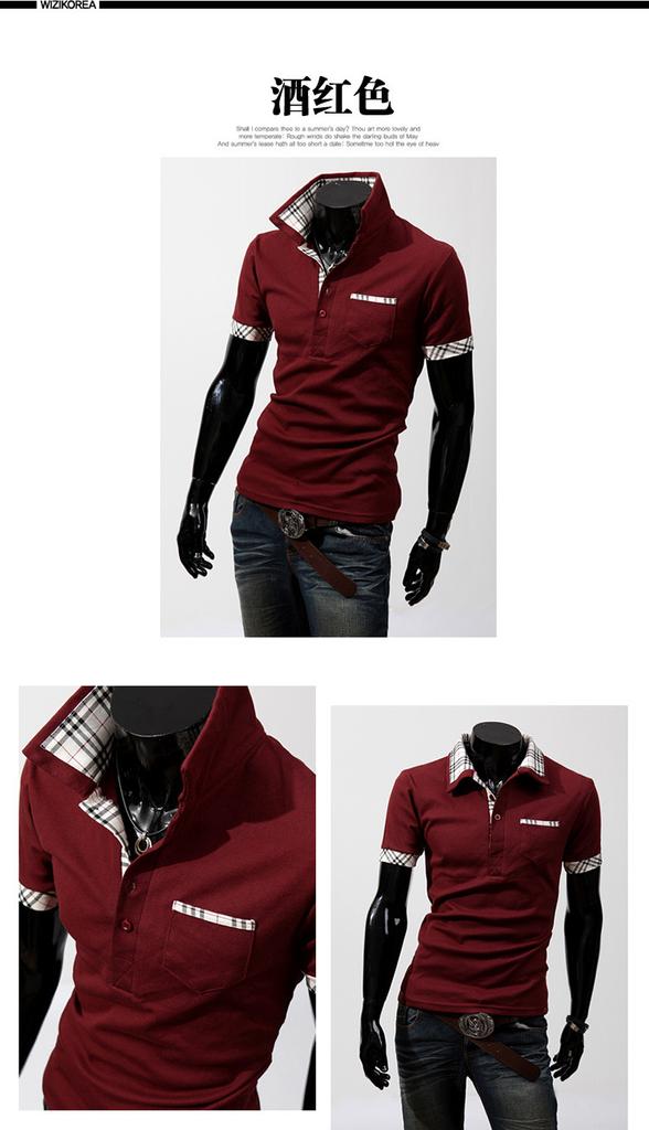 Hommes Fine Polo Chemise Coton Dcontract Manches Courtes Tshirt Carreaux Lgant Et Confortable Pour Homme