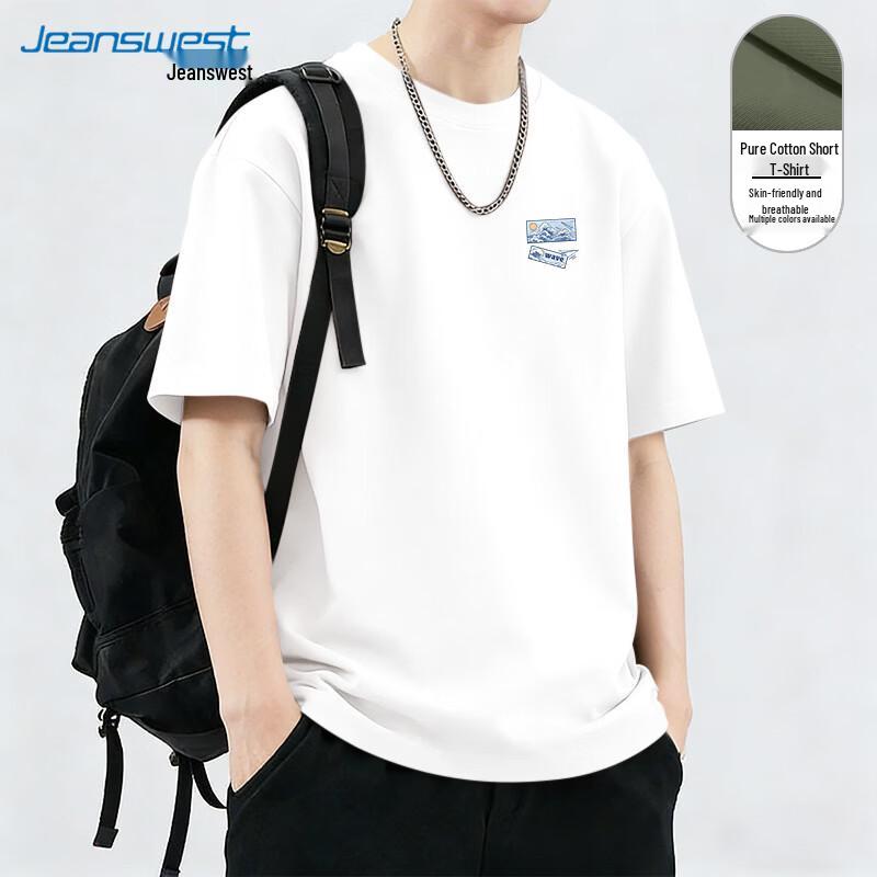 Jeanswest Men s 2026 Summer Cloud Wave Print Short Sleeve T-Shirt L