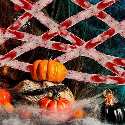 Halloween Bandes de Tissu Sanglant Gaze Sanguinolente Bandage Avertissement Maison Hantée Ceinture d'Isolement Décor d'Accessoires de Scène de Fête d'Horreur à Domicile NOUVEAU