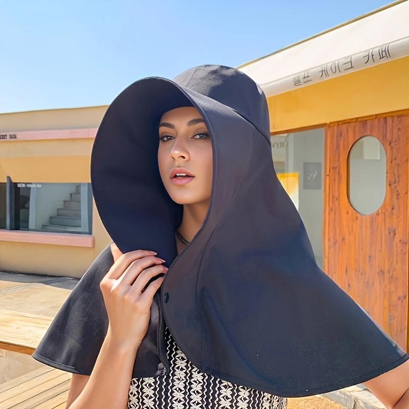 Women'S Stylish Wide-Brim Sun Hat with Ponytail Hole - Breathable Polyester, Perfect for Beach & Outdoor Adventures, Available In 4 Colors