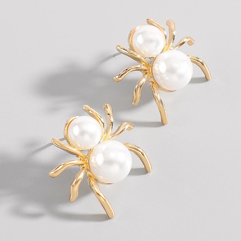 New Dark Retro Punk Earrings Women Exaggerated Pearl Animal Spider Stud Earrings New Halloween Party Accessories Jewelry Gifts