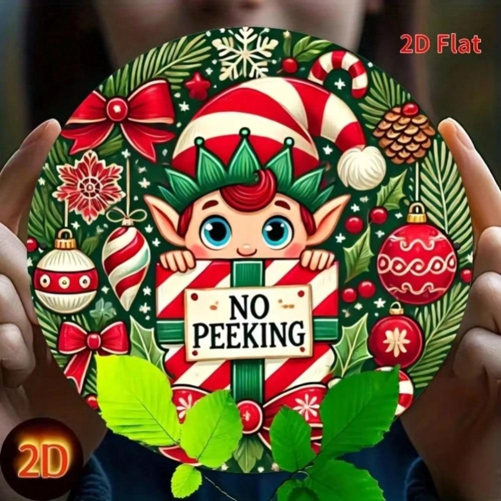 Metal Wall Art See-No-Evil Elf Holiday Sign Festive Ornaments Decor