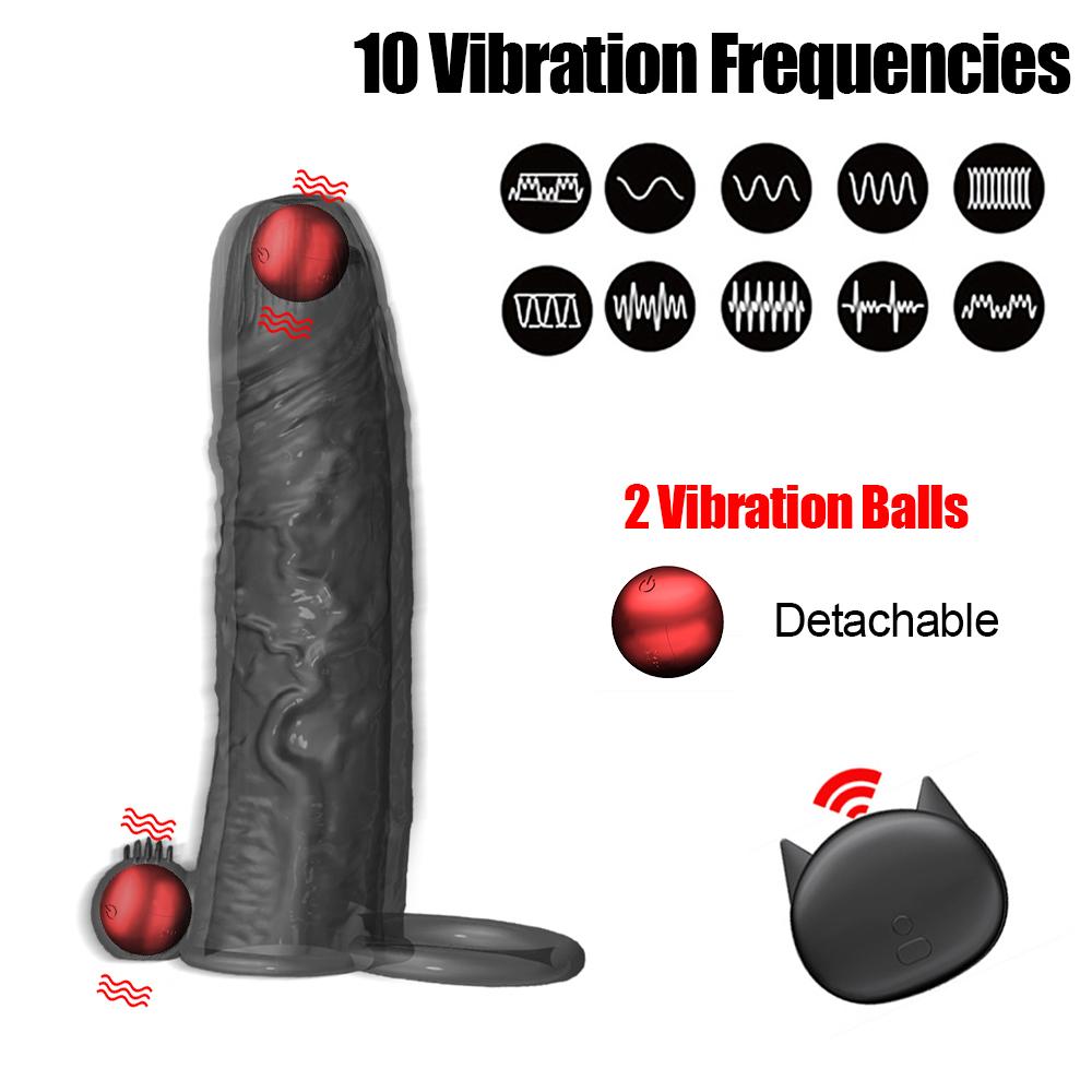 Vibrierende Kondome Erweiterung Für Männer Wiederverwendbare Kondome Dildo Vibrator Penis Ring Hülse Erwachsene Sex Shop Sex Spielzeug für Paare