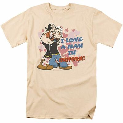 Popeye Denizci Aşk Tişört Erkek Lisanslı Denizci Adam IDW Çizgi Roman Tişört Krem
