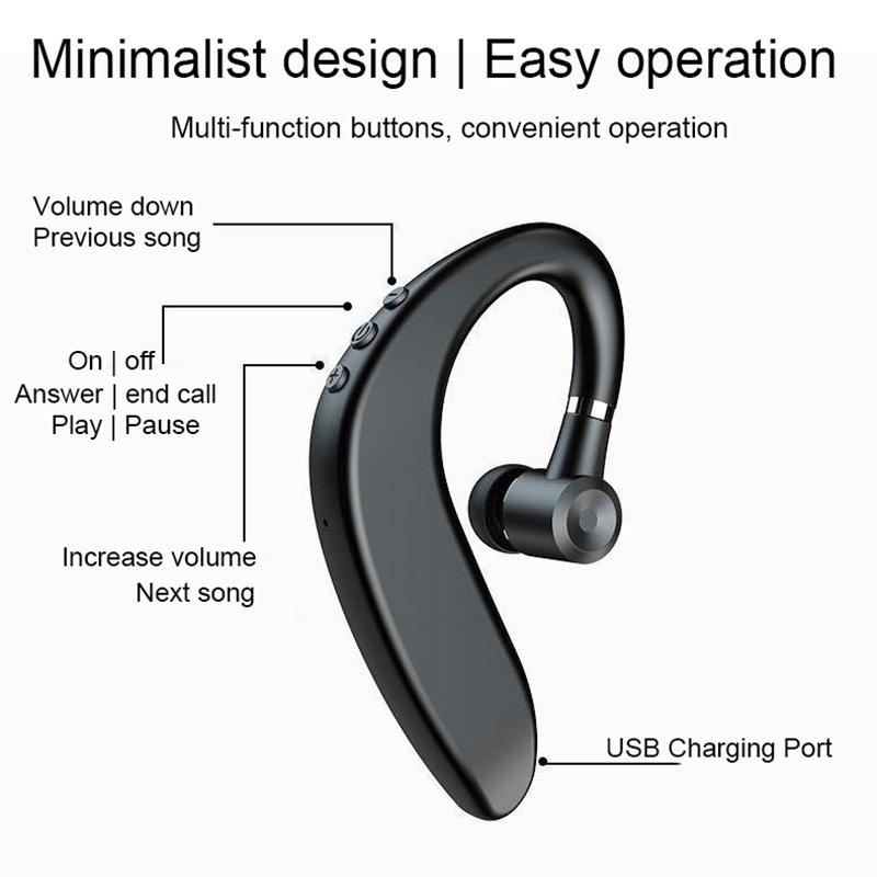 Bluetooth Earphone Single-ear Wireless Headphone In-ear ENC Noise Cancelling Earbuds HD-Call HiFi Headset Sport Works Handsfree