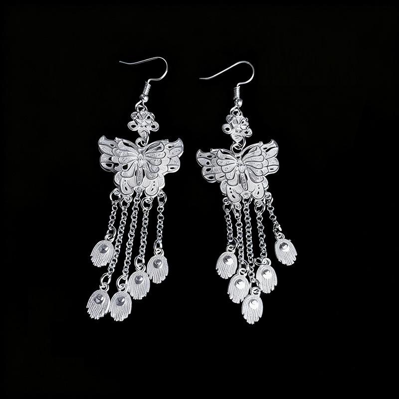 Ethnic style earrings Alloy silver-plated Miao ethnic minority Dong Yi earrings Earrings